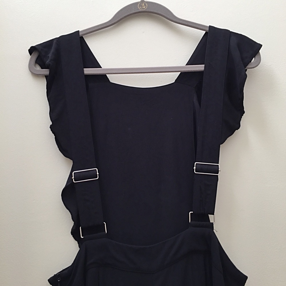 Zara Cropped Pinafore Overall Black Medium - Picture 5 of 8